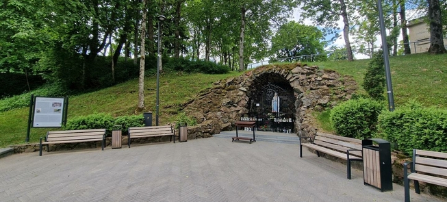 Lourdes grove with the Holy Virgin Mary statue 